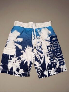 Corona Extra Men’s Blue Palm Print Swim Trunks